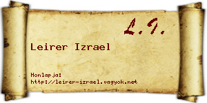 Leirer Izrael névjegykártya